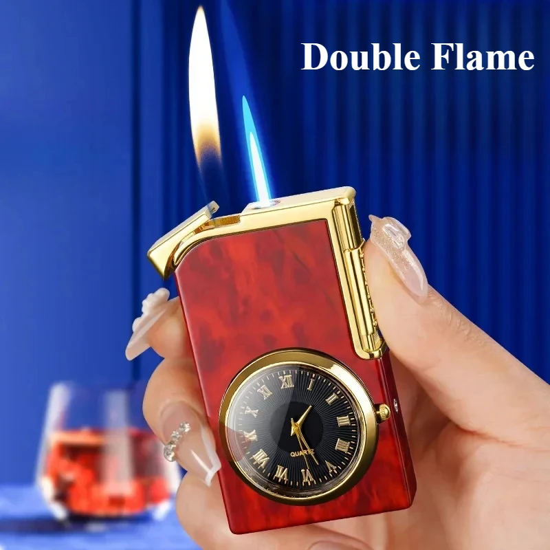 New Cool Windproof Double Flame Creative Lighter Personalized Design Watch Lighter Men's Cigarettes Accessories