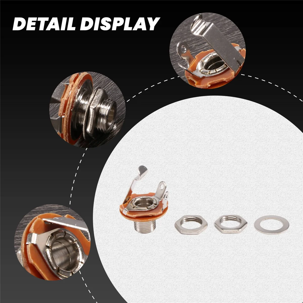 อะไหล่กีตาร์และอุปกรณ์เสริม Switchcraft 1/4 6.35 มม.2-Conductor Mono Chassis กีตาร์แจ็คอินพุตเอาต์พุต