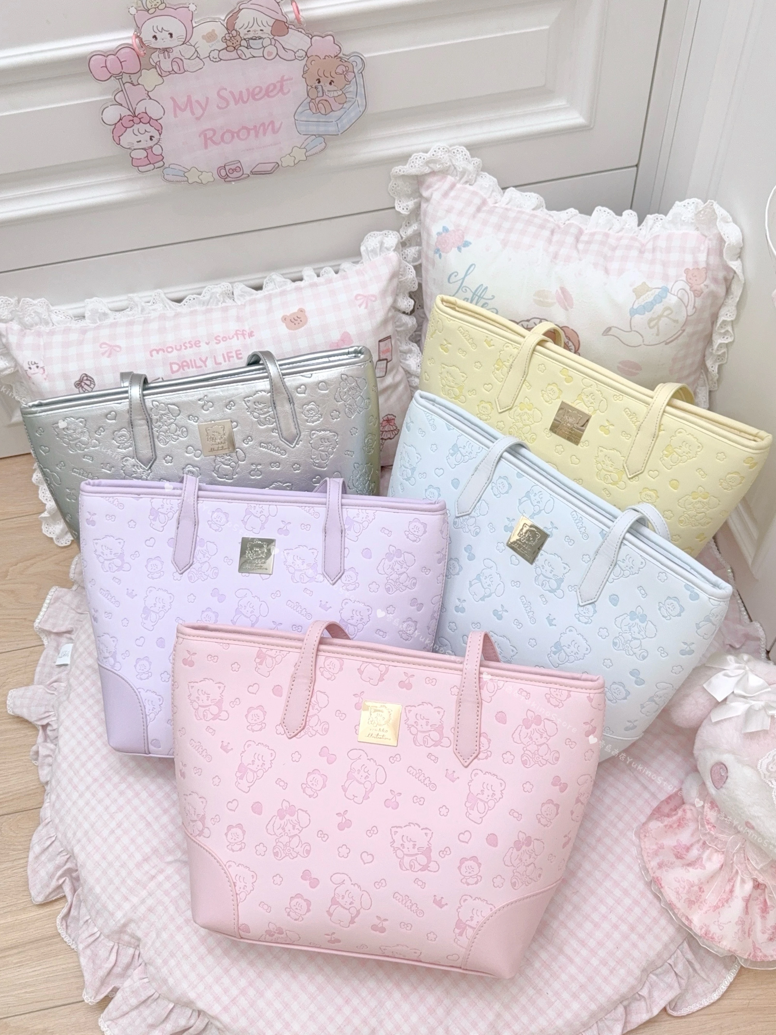 Autêntico novo mikko sacola portátil bonito versátil grande capacidade bolsa de ombro para mulheres colorido mikko anime presentes periféricos