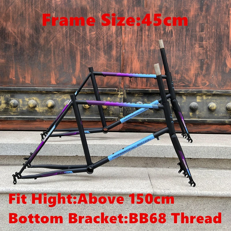 Bicycle Frame 20 Inch 451 BMX Chrome Molybdenum Steel Flat Shoulder Fork Variable Speed Road Bike Part