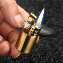 2022Retro Style Flint Lighter Windproof Brass Metal Men Gadgets Kerosene Oil Square Metal Gasoline Lighter Cigarette Cigar Gas