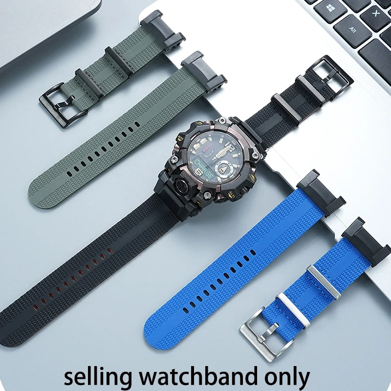 DIY canvas watch strap for Casio Big Mud King third-generation GWG-B1000 sports and leisure black silicone swimming sports watch