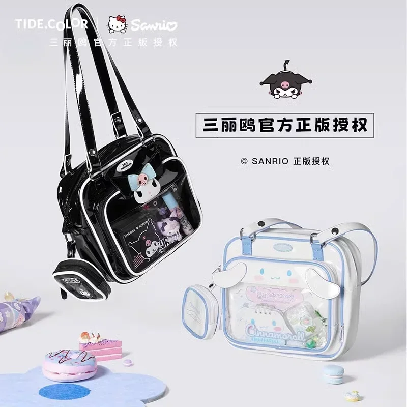 

Sanrio Kuromi Pain Bag Женская диагональная сумка на одно плечо Lolita Jelly Bag Модная сумка в форме сердца для девочек Красивый подарок на день рождения Новый