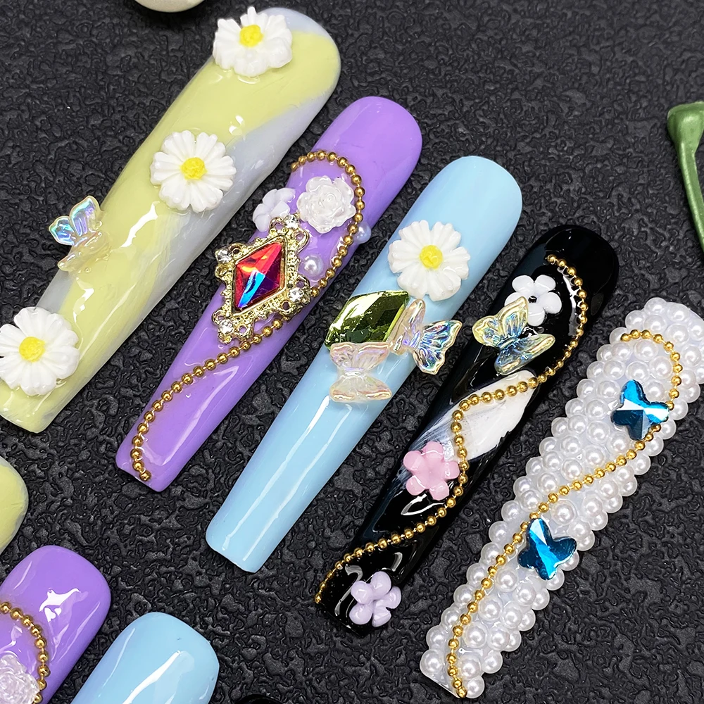 

Opulent Hand-Paint Y2K Exquisite False Nails Art 10PCS Thickness Reusable Acrylic Multicolor Exclusive Handmade Press on Nails