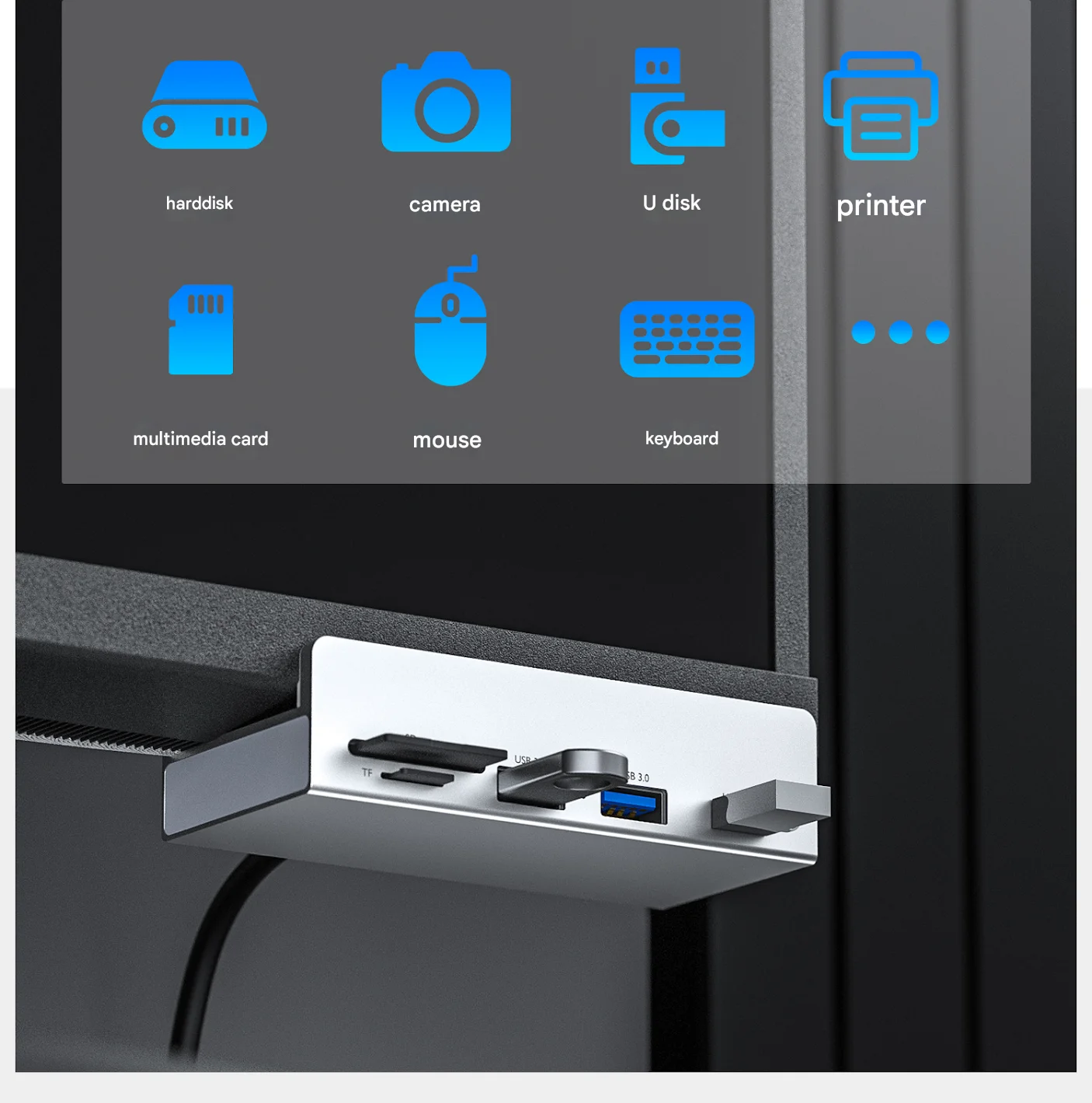 FC&EC Clip Aluminium USB HUB 3.0 Docking Station 3.0 Multi-hub Splitter Adapter A C Extension Concentrator Desktop PC USB Dock