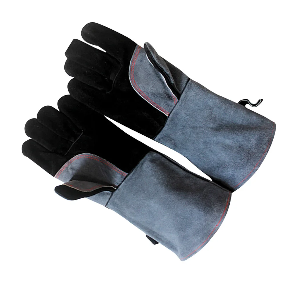 

One Pair Bbq Grill Oven Gloves Heat Resistant Cowhide Premium Insulated Gloves for Cooking Baking Smoking Campfire Soldering