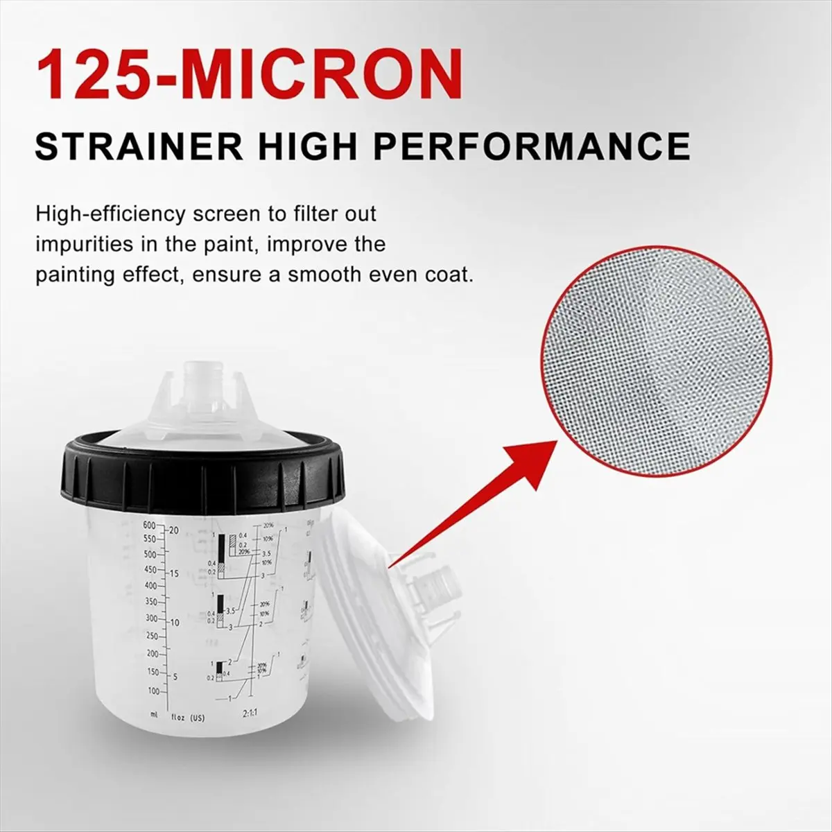 ABLD Paint Cup SprayGun Cup, with 50 Cups Liners and Lids, 1 Hard Cup with Retainer Ring, 2 Cup Adapter, Paint Stirrer