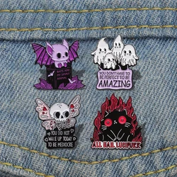 But Creepy Bat Ghost Pines Lapel Badges Gothic Animal Jewelry Gift for Kids Friends Halloween Satan Enamel  Brooch Custom Cute