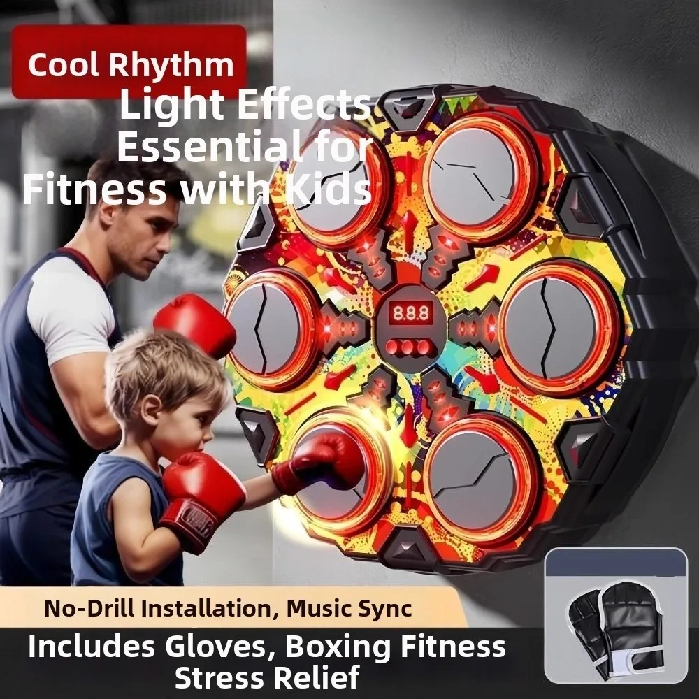 Wall Mounted Smart Music Boxing Machine 3 Speed Adjustment Bluetooth Connection Boxing Electronic Target with Boxing Gloves