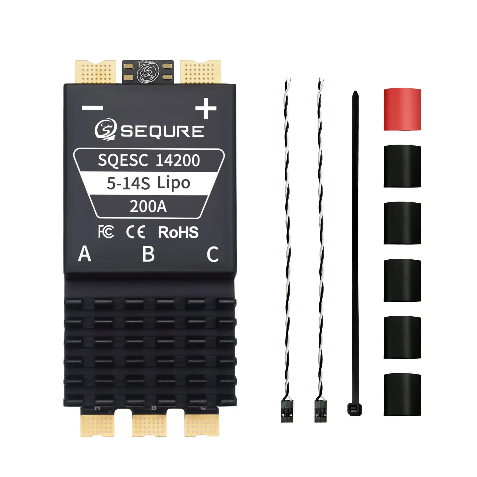 SEQURE 14200 Brushless ESC 5-14S Lipo Power Supply 200A AM32 | ESCape32|BLHeli_32 Firmware Suitable for Multi-rotor Drones Cars