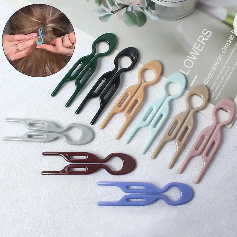 Simple U-shaped Wavy Hair Clip Women\'s Round Headed Hair Fork French Fashion Curly Hair Stick Clip DIY Hairstyle Tool