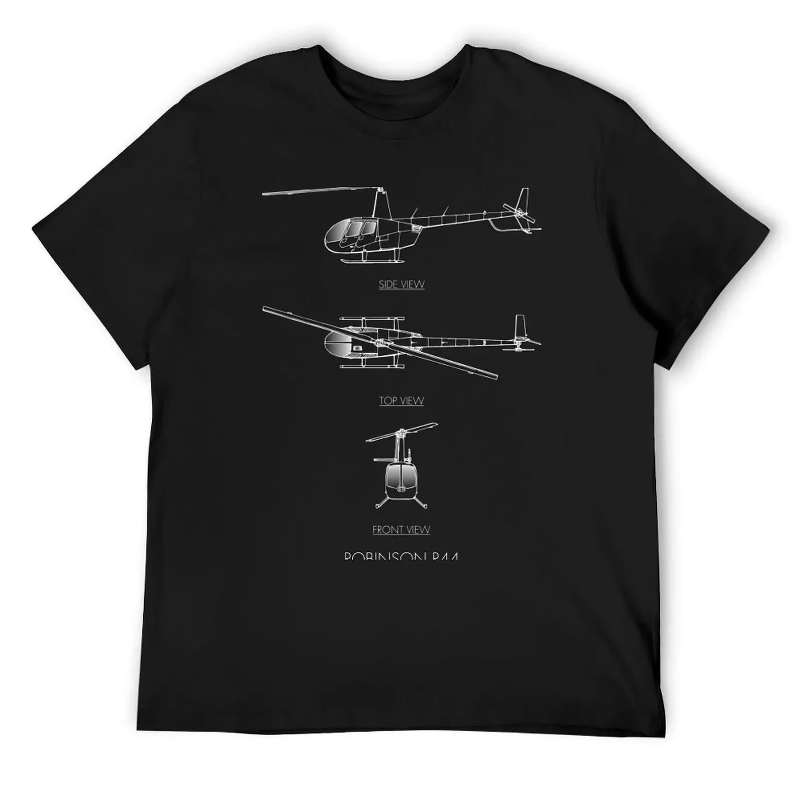 

Helicopter Blueprint - Robinson R44 T-Shirt summer top sweat blue archive blanks black t-shirts for men