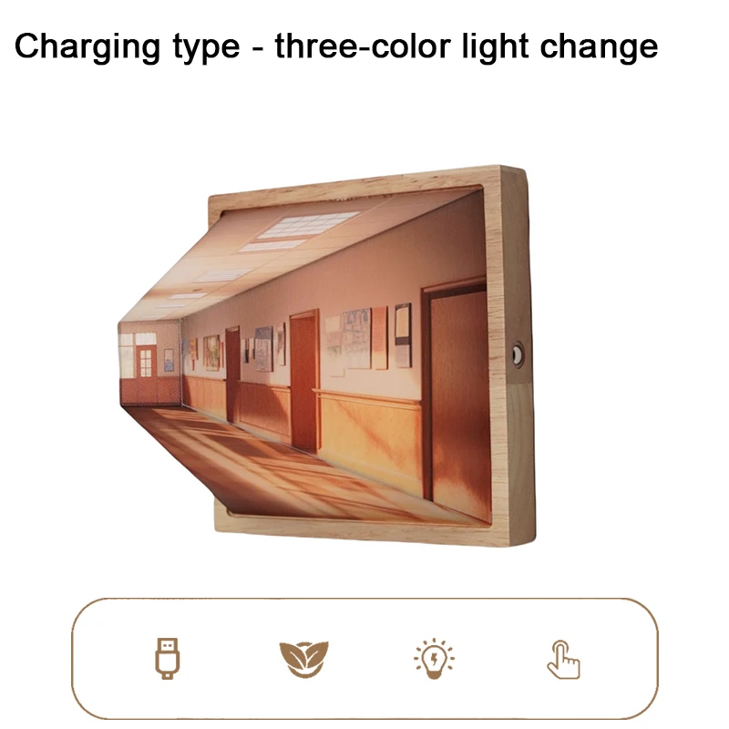 Funny Toys Gifts Led 3d Naked Eye Vision Wooden Wall Lamps Living Room Hanging Ambient Night Light Action Figure Toys For Kids