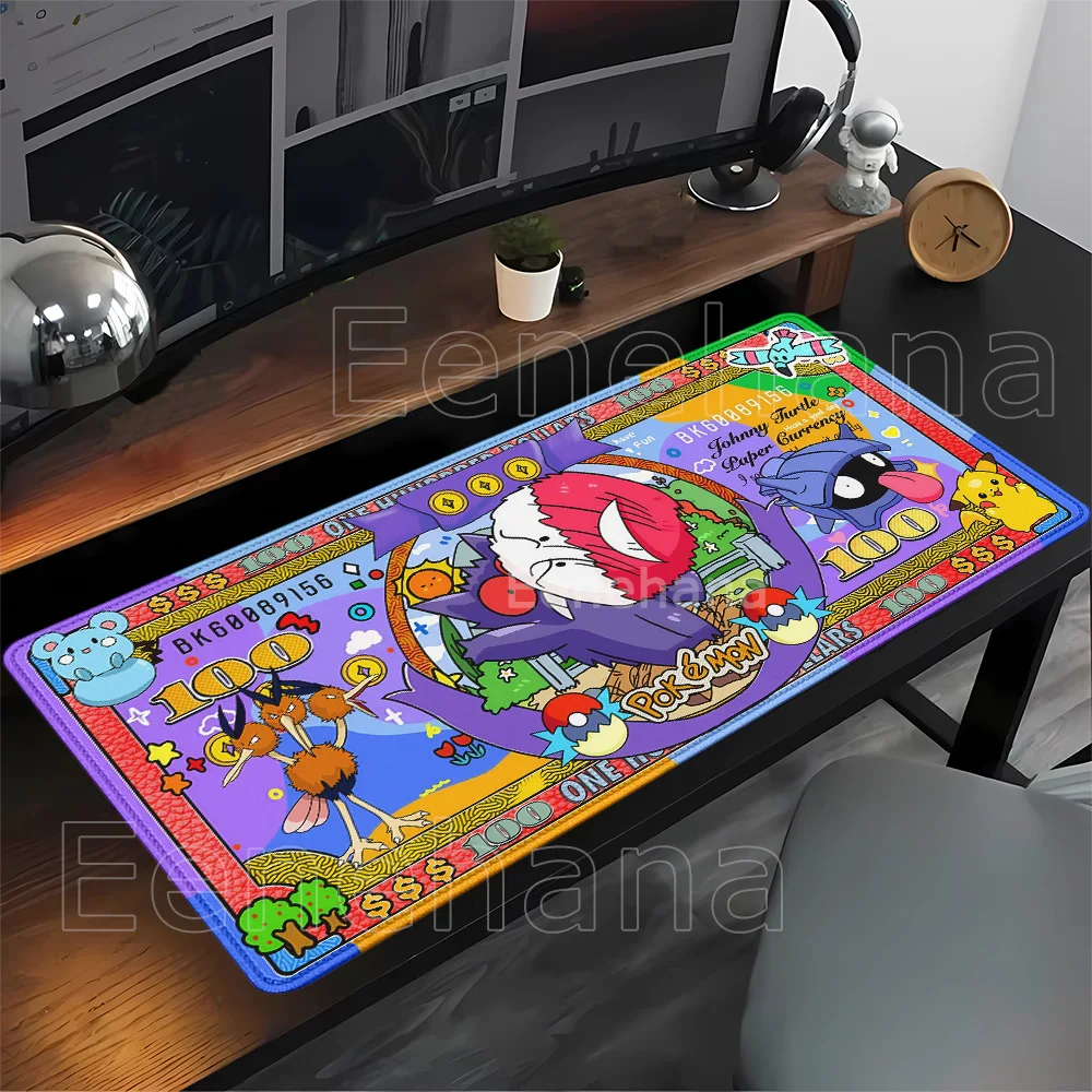 Pokemon banknotes Kawaii Anime HD printing Mouse Pad computer Accessories Eevee Gengar Pikachu Keyboard Gaming Rubber Desk Mat