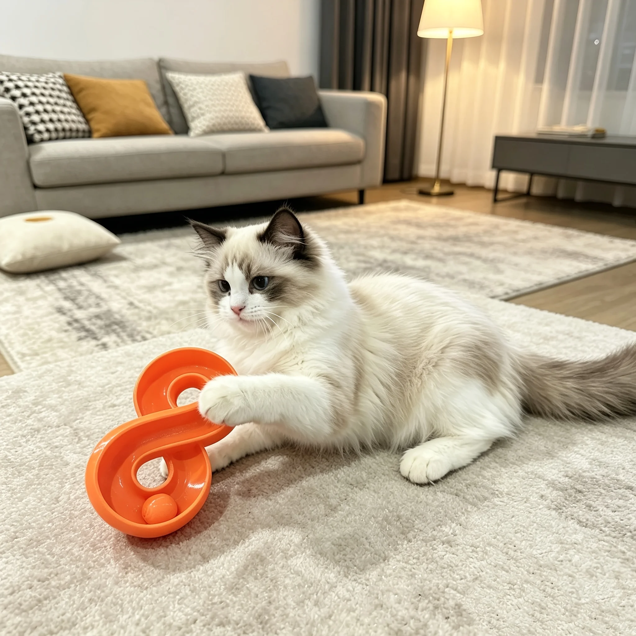 8 Track Ball Cats Toy Interactive 3D Printing Rolling Ball Kitten Play Toys Indoor Stimulation Game Toy for Cats Relieve Boredom