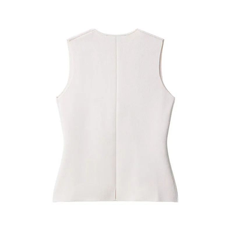Chic Elegant Vests For Women 2025 Sleeveless V Neck Knitted Vests Sweater Summer Female Streetwear Casual Waistcoat Tops ﻿