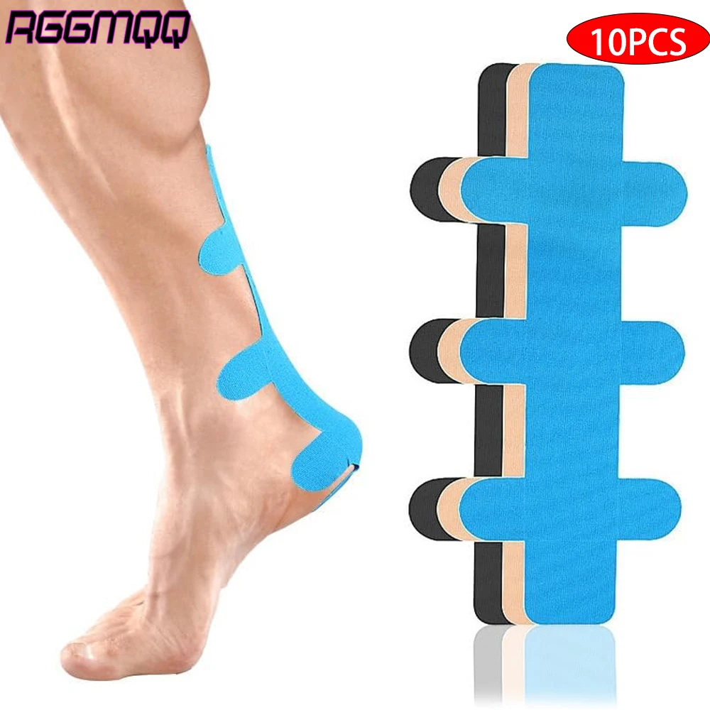 

10PCS Waterproof Kinesiology Tape for Ankle Support, Achilles & Plantar Fasciitis Pain Relief - Strong Hold