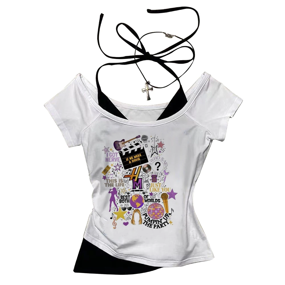 Hannah Montana cropped top girl cutecore gyaru jojifuku japan gothic top tees y2k grunge alternative  anime