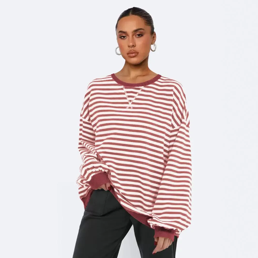 Teenage Boys and Girls Autumn and Winter New Contrasting Striped Top Loose Casual Fashion Long Sleeved Hoodie for 12 14 16 18 20