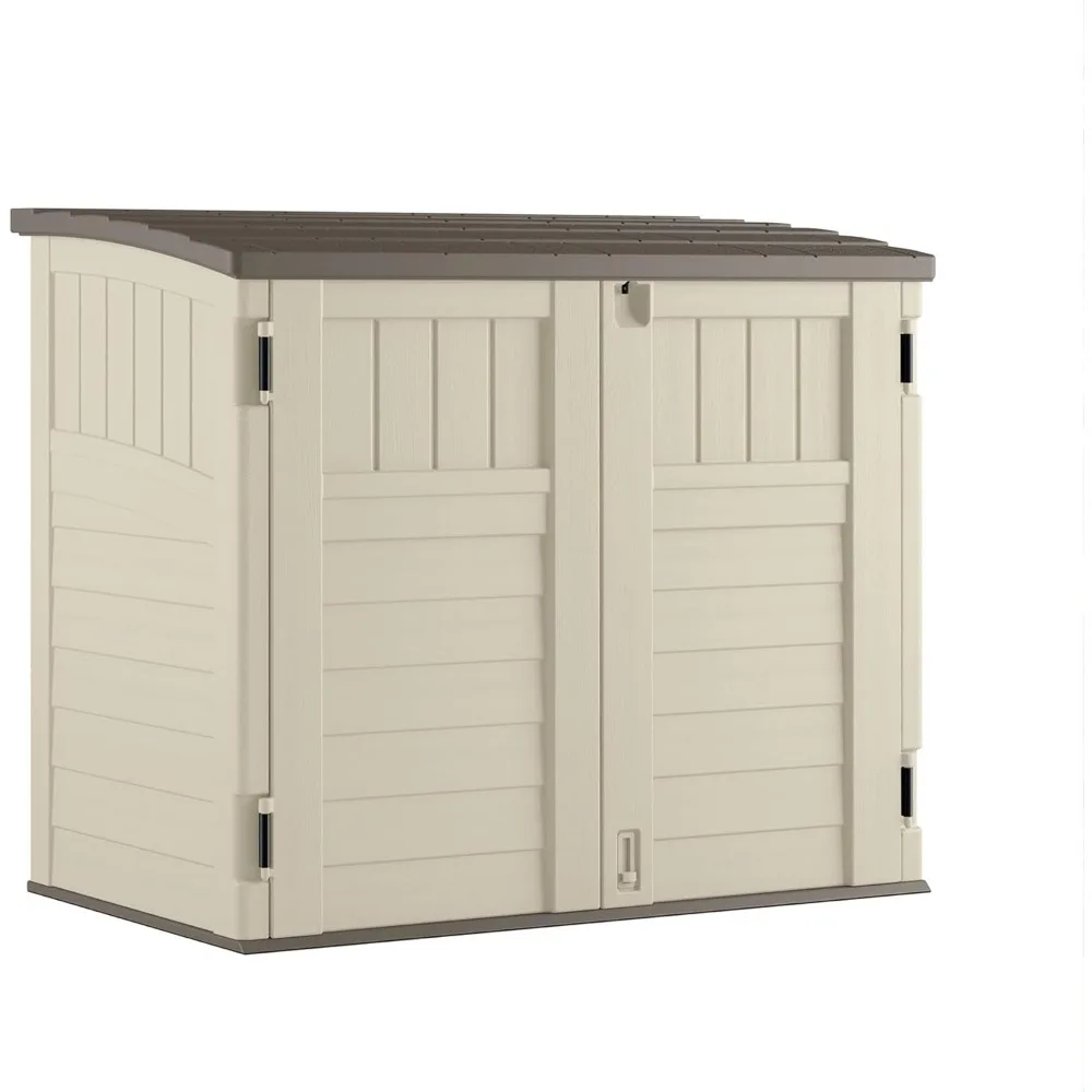 

34 Cu Ft Capacity Horizontal Outdoor Storage Shed for Garbage Cans, Garden Accessories, Backyard, and Patio Use, Vanilla