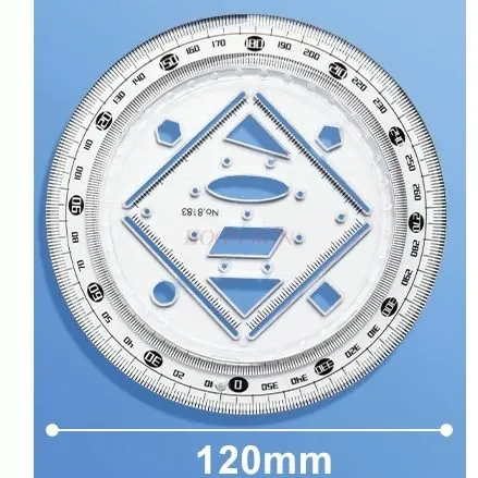 1pcs Multi functional rotatable activity protractor, student specific geometry template, drawing mathematics teaching tool