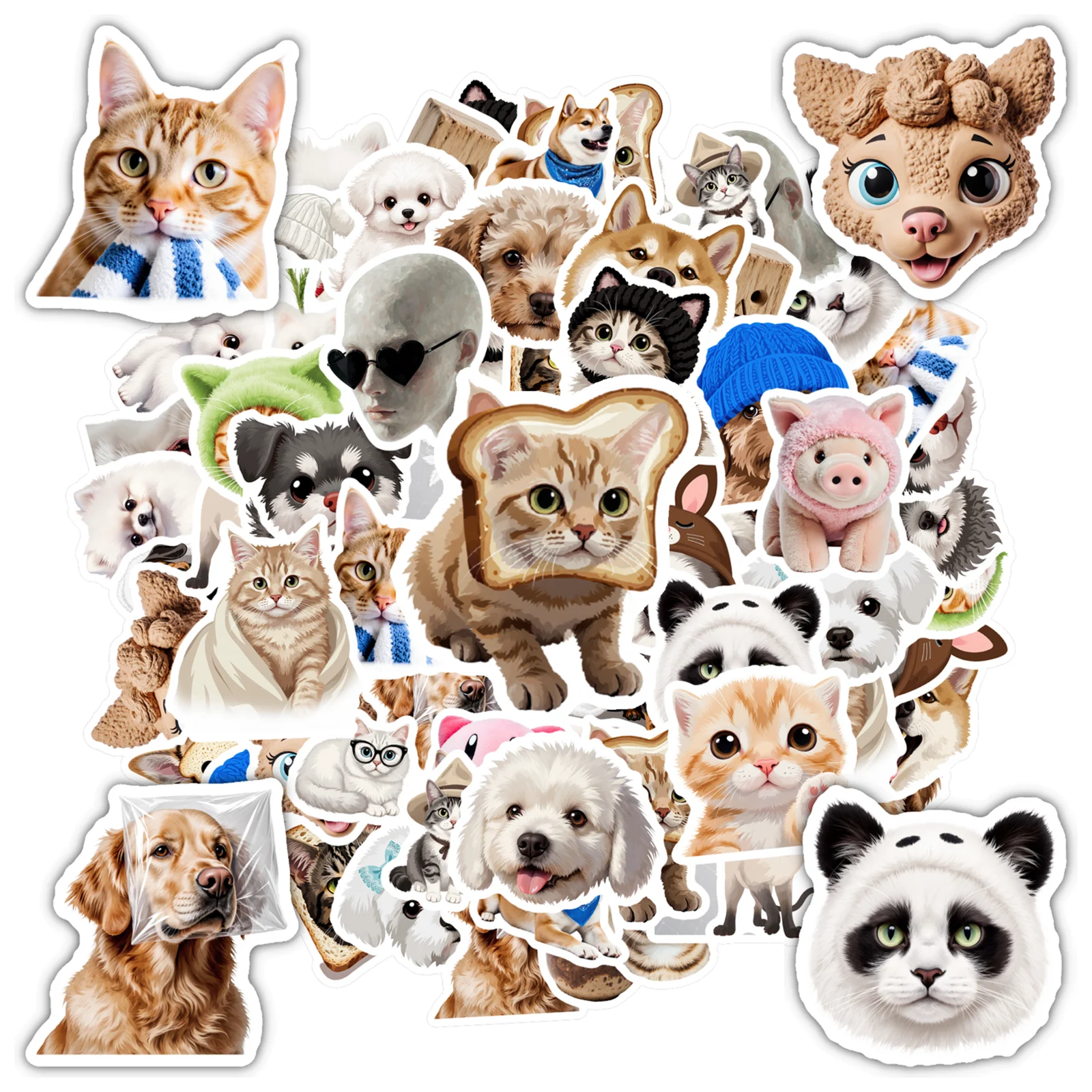 

35 шт.-50 шт., милые наклейки с домашними животными, наклейки из ПВХ с мультяшными животными, наклейки для DIY телефона, гитары, ноутбука, ноутбука