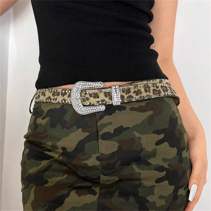 Jeweled Waist Belt Jeans Belt PU Studded Blingbling Belt Casual Ceinture Belt