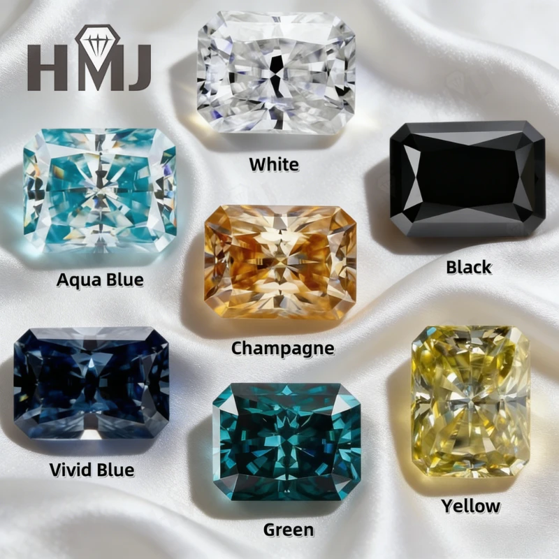 

Radiant Cut Moissanite Multicolor 8 Hearts 8 Arrows Premium Sparkling Gems For Custom Fine Jewelry And Unique Engagement Rings