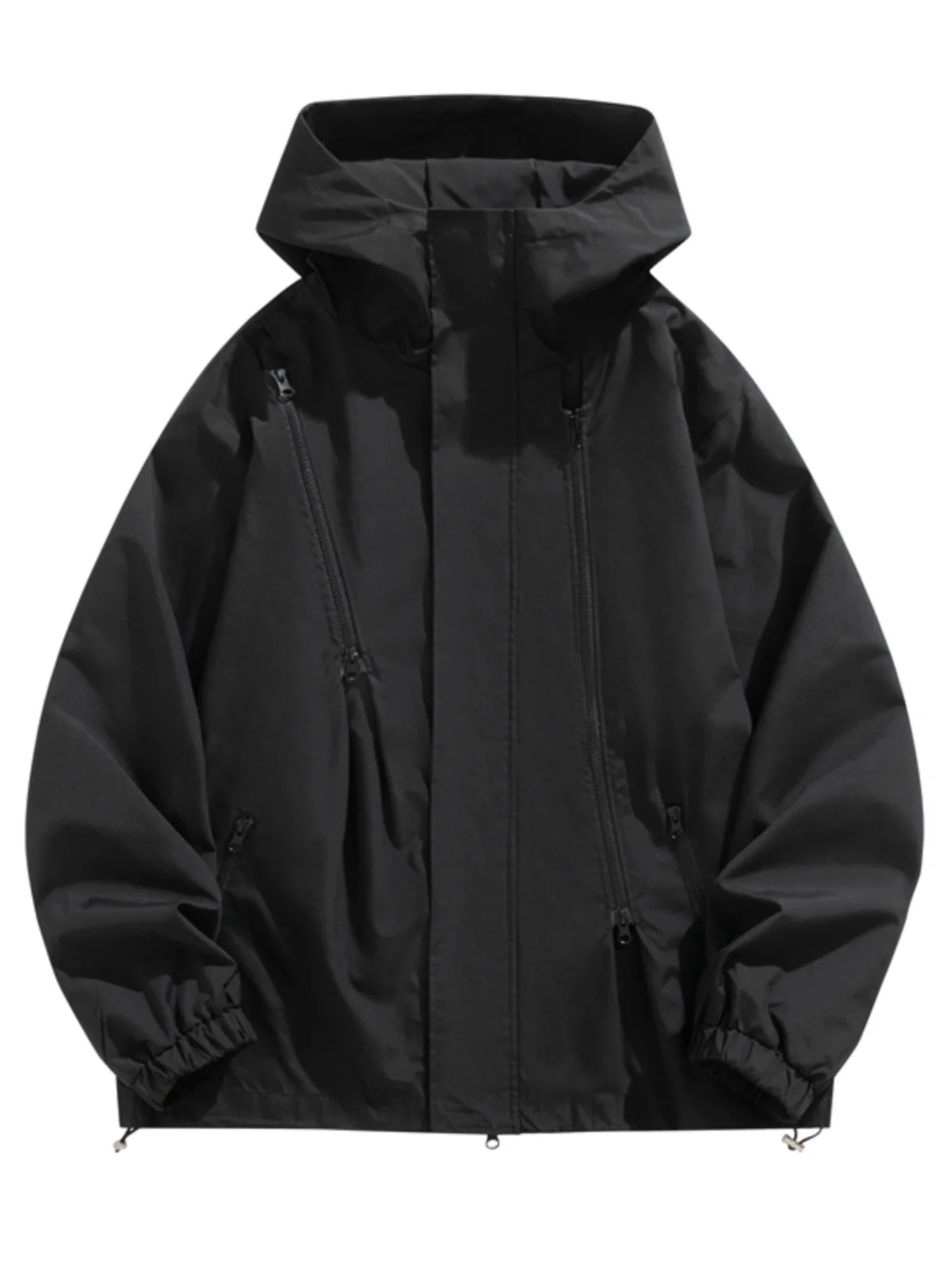 

plus Size Hooded Jacket Men's Spring Autumn Winter New Trendy Casual Loose Fit Jacket Youth Polyester Fiber Long Sleeve Coat