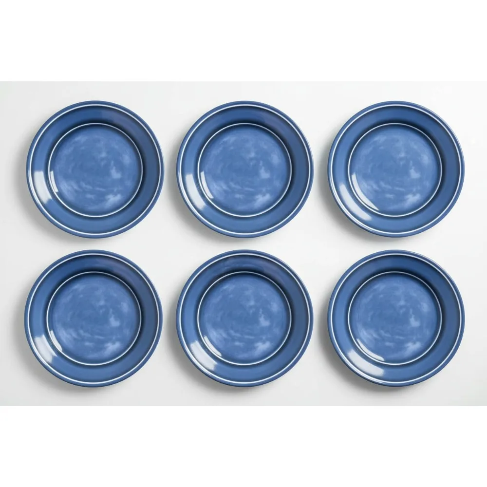 

Microwave Safe Melamine Dinner Plates Set of 6, Blue, 10.5 Inch - Break Resistant for Family Dining & Outdoor Entertaining