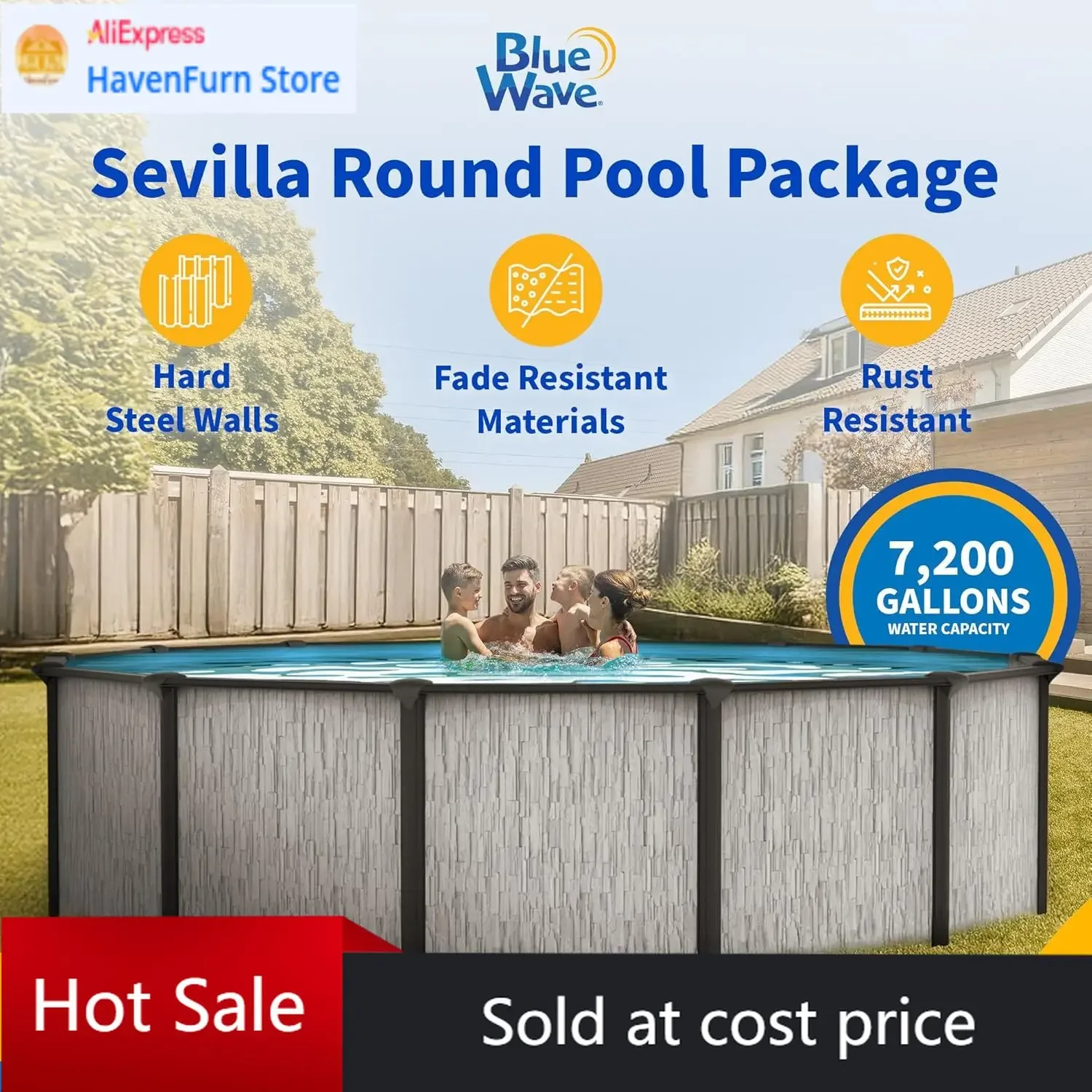 

Наземный бассейн Activity Price Round, 18 футов, глубина 52 дюйма, стальные стенки, верхние перекладины, песочный фильтр, лайнер с прилегающей кромкой