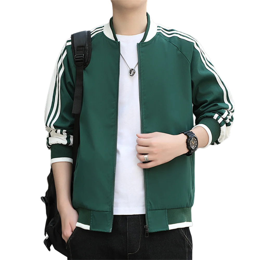 Youth baseball plus fat plus plus size men's versatile trendy topfat man running sports three bar hooded jacketmen's spring and