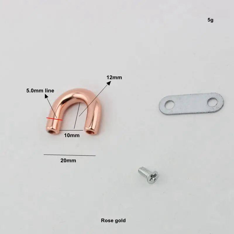 10-50 peças 5.0*10*12mm ouro rosa de alta qualidade 10mm interior diy bolsa de metal moda conector acessório ponte u anel