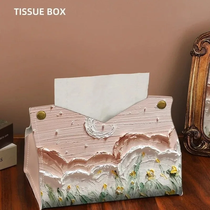 

TOPLIVING Leather Tissue Box Holder Toilet Pumping Box Home Decor Living Room Bedroom Kitchen Desktop Nordic Napkin Holder Car T