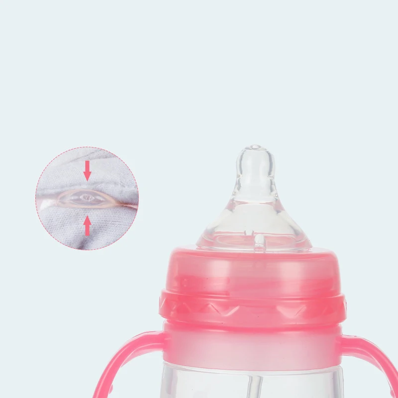 1pc 150ML / 240ML Silicone&PP Safety Material Wide Mouth Comfortable Hand Water Bottle Baby Milk Bottle