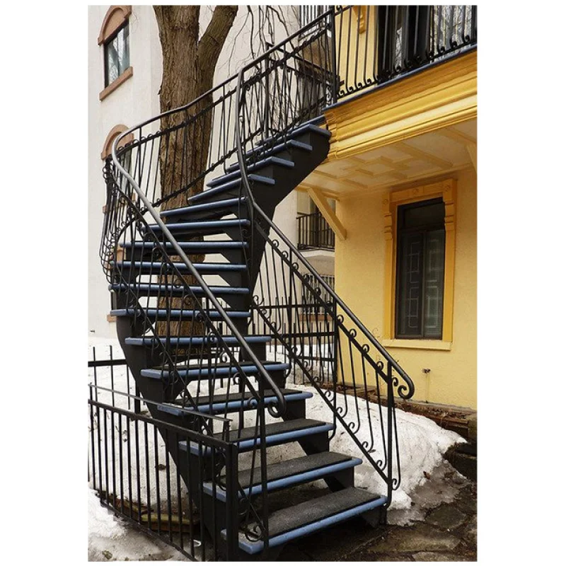 10 0.Zhang.Custom.Outdoor Build Metal Stairs Wrought Iron Rotate Stair Stainless Steel Staircase