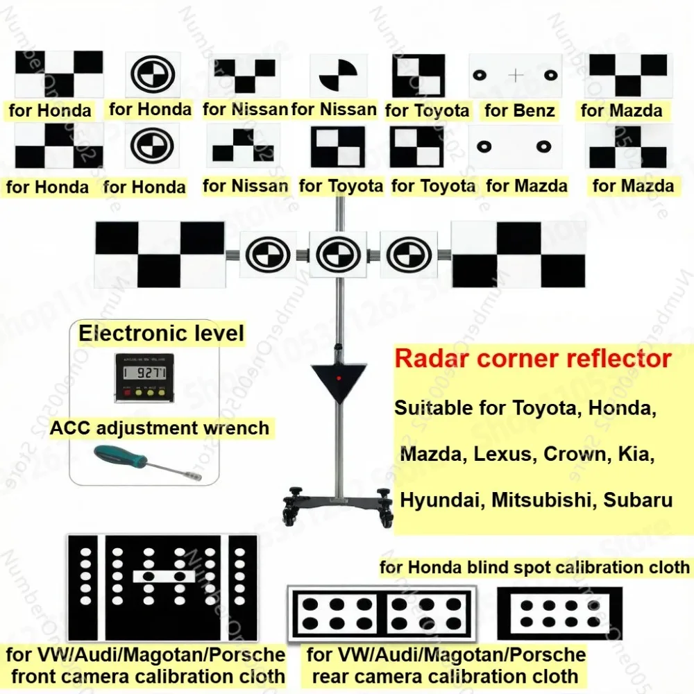 Complete ADAS Calibration Kit ACC mmWave Radar Japanese Cars,Front Rear Camera for Toyota Honda VW Porsche, for Honda Blind Spot