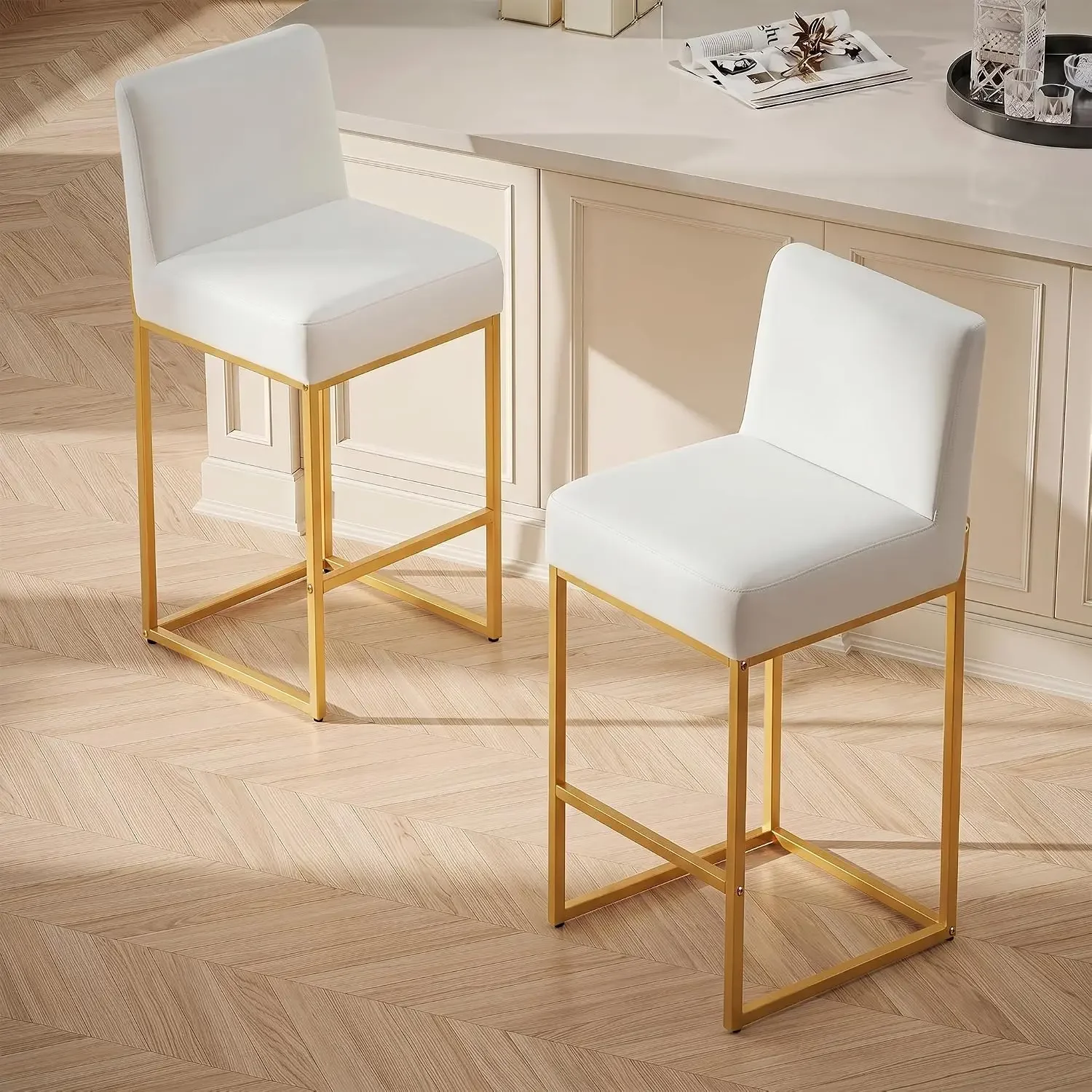 Bar Stools Set of 2,Counter Height Bar Stools with Backs,26