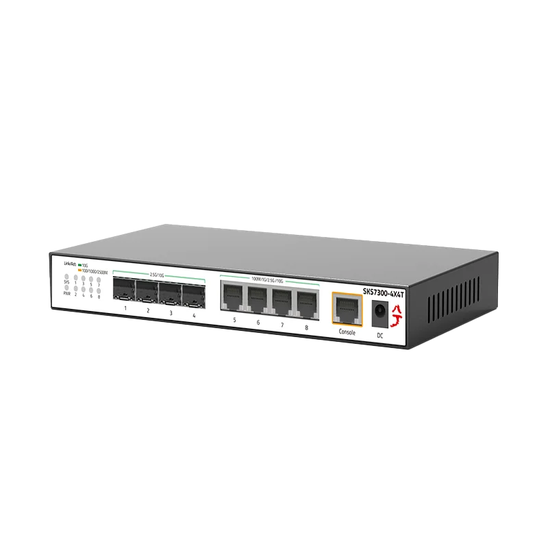 XikeStor 10G L2 Switch 4-Port 10G RJ45 4-Port 10G SFP+ Ethernet Switch WEB/CLI Support VLAN & Port Aggregation Link Aggregation