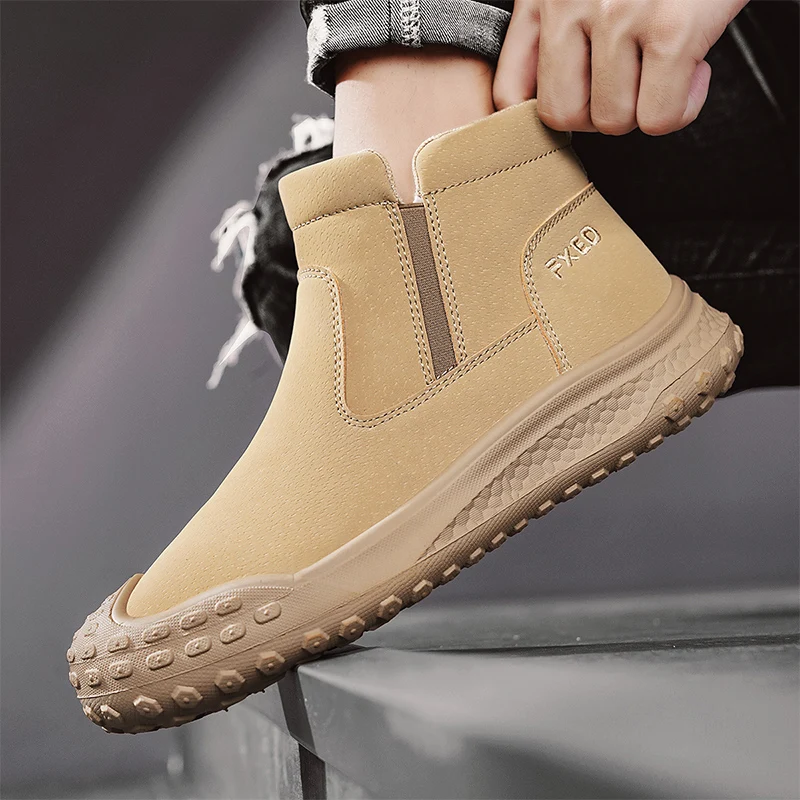 

Модные мужские ботильоны без шнуровки, мужская повседневная обувь, дышащие легкие мужские прогулочные кроссовки, нескользящие рабочие ботинки, мягкие лоферы