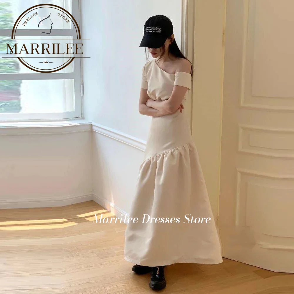 Marrilee  Evening Dresses Elegant For Wedding Tea Length Boat Neck Top Bridal Dressing Gown Cap Short Sleeve Robe De Mariee 2024