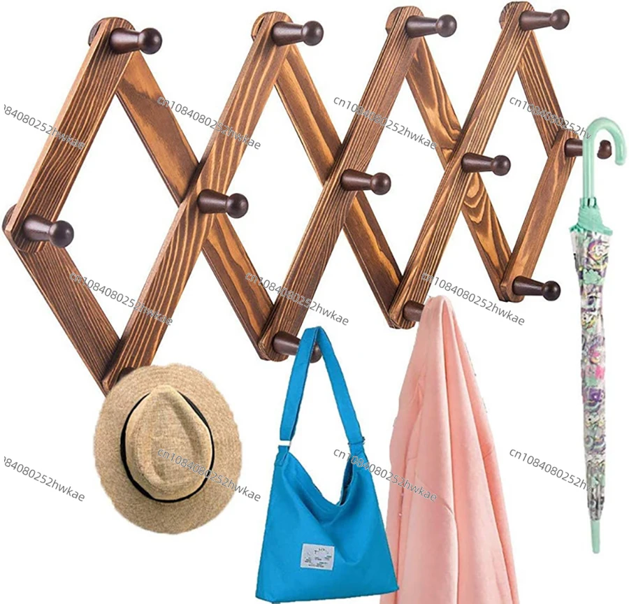 Entrance Porch Hanging Hanger Wall Hanging Clothes Hook Walnut Wood Shelving Wall Hanging Living Room Storage Clothes Shelf
