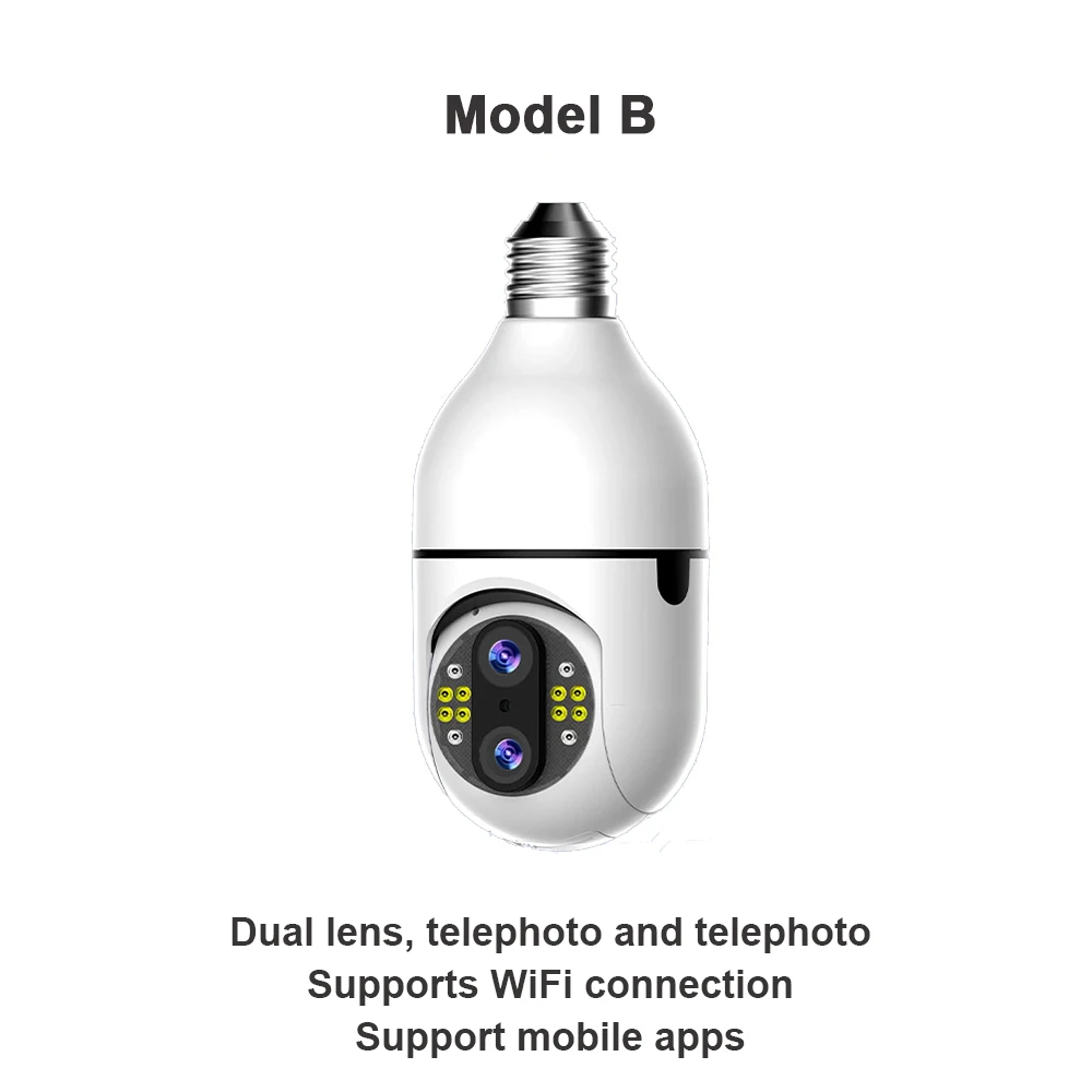 Câmera PTZ sem fio WiFi, 1080P, Infravermelho IP, Visão Noturna, Lâmpada Rotativa de 360 °, E27 CAM, Segurança Doméstica, Câmera CCTV, 2MP