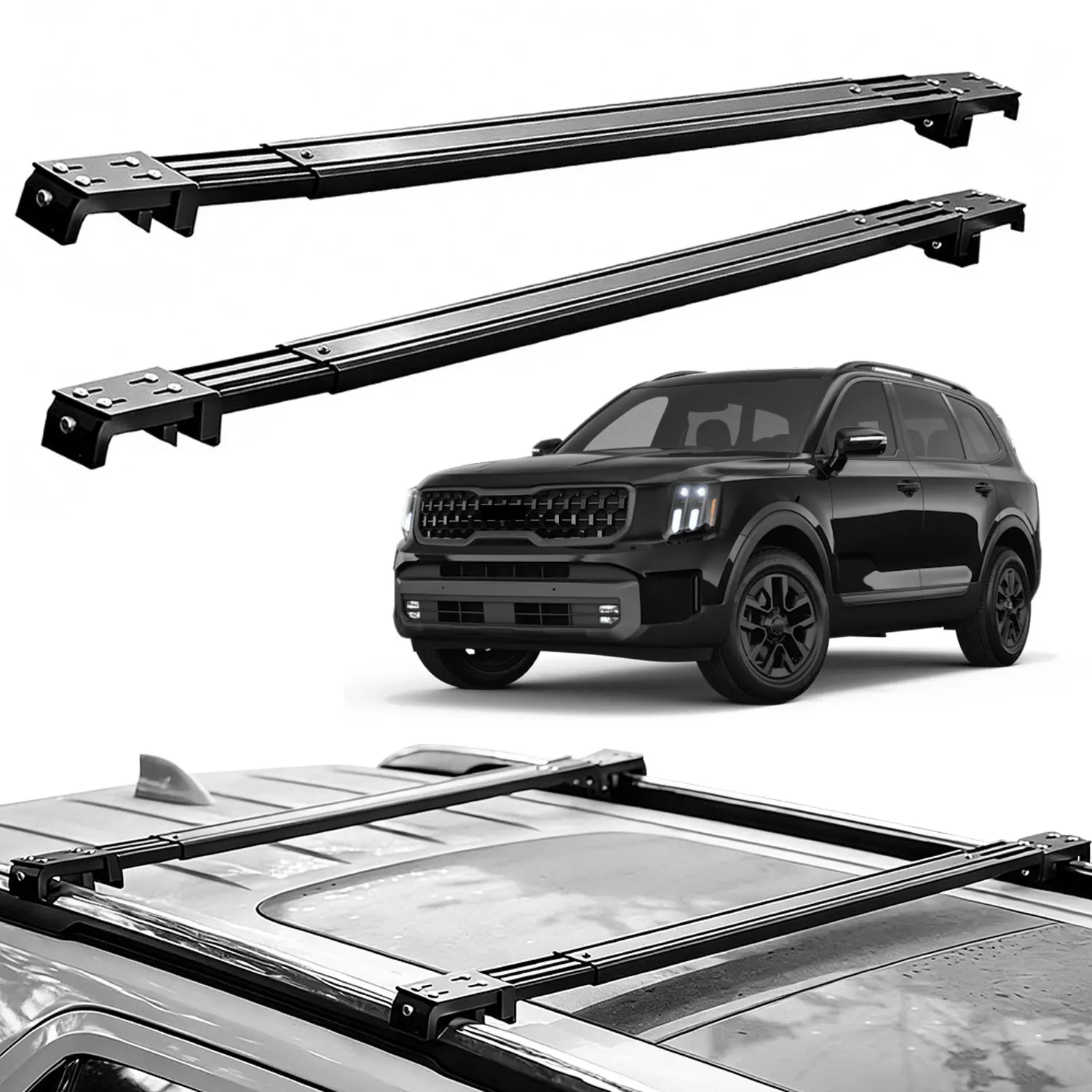 Fits 2019-2026 KIA Telluride Roof Rack Cross Bars, Silent Telescopic, Heavy Duty Carrier, Anti-Theft Lock, Easy Install