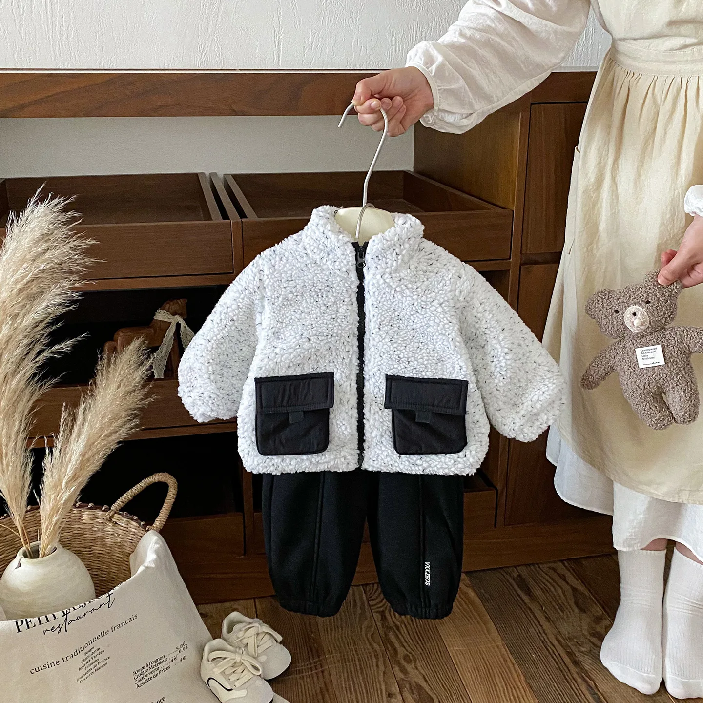 

Toddler Kids Girls Two-piece Set Winter Thick Warm Zipper Infant Baby Girls Jacket Coat+elastic Waist Thermal Newborn Girls Pant