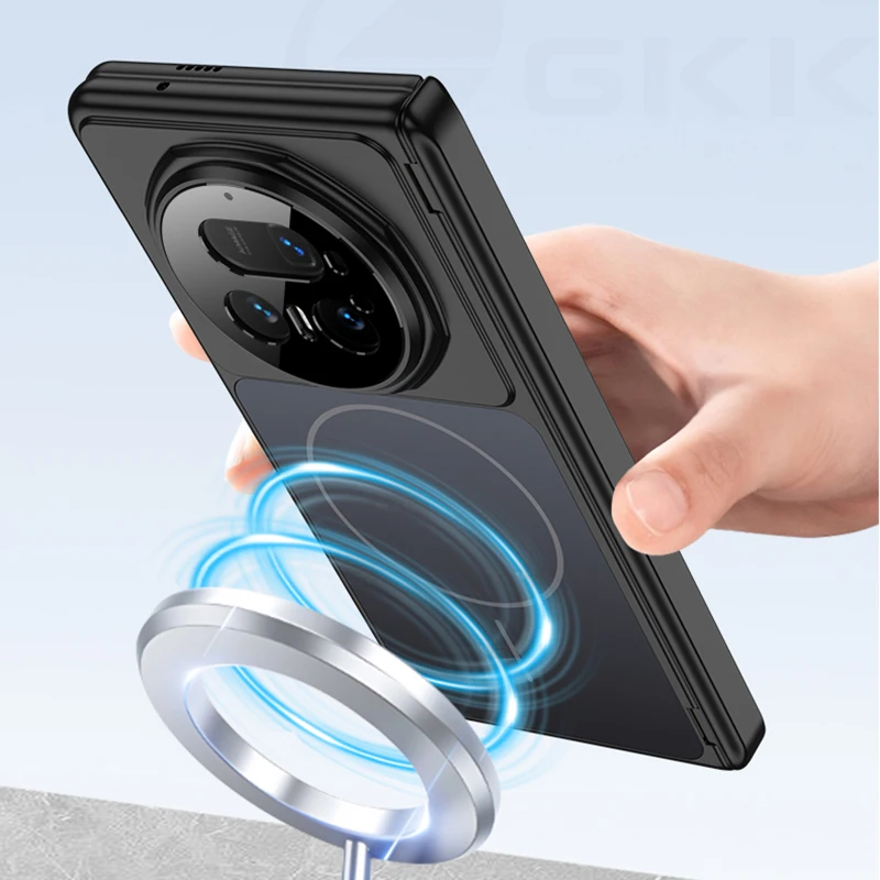Magnetyczne etui na telefon z zawiasem do Honor Magic V5, tylko tylna strona, magnetyczne ładowanie bezprzewodowe, plastikowa, matowa, twarda obudowa do Honor Magic V5. — zdjęcie produktu 4