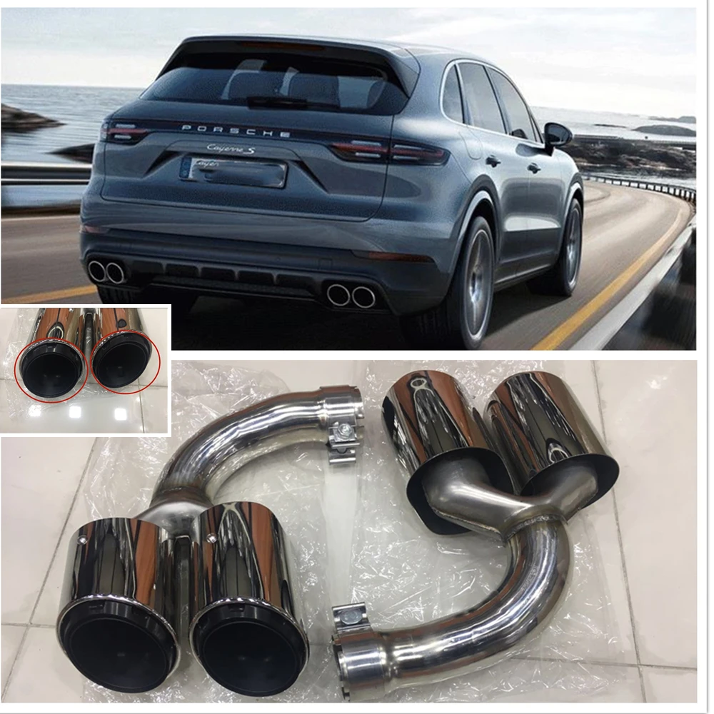 Stainless Steel Car Rear Exhaust Tip Exhuast Pipe Muffler Nozzle Air Outlet Vent Tailpipe For Porsche Cayenne 2018 2019