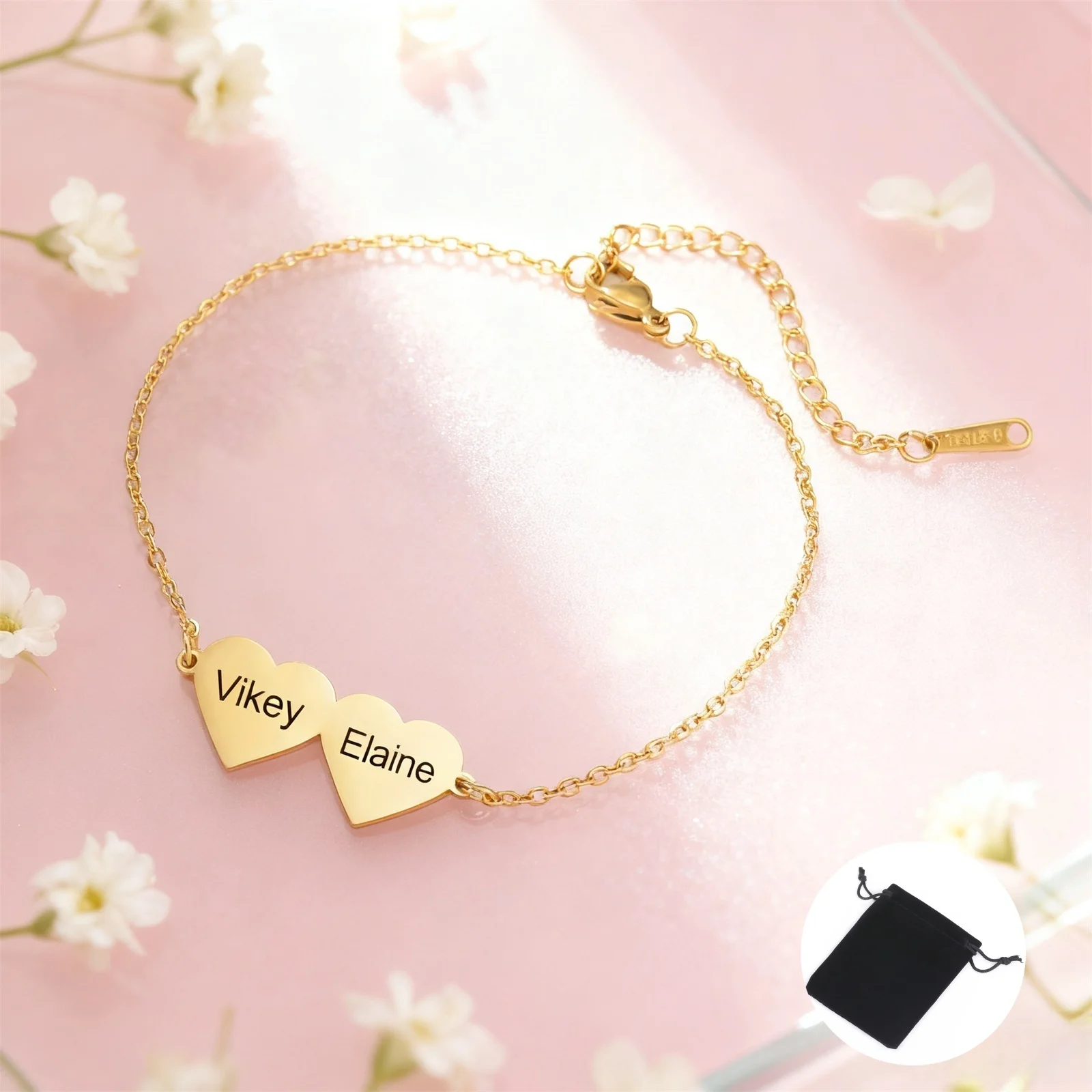 Personalisiertes Namens- und Datums-Logo, doppeltes Liebespaar-Armband, Edelstahl, personalisiertes Schnitzname-Armband, modischer Paarschmuck