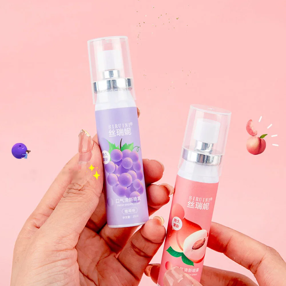 Oral Fresh Spray Fruit Flavor Peach Litchi  Portable Mouth Freshener Oral Care Cleansing Sweet Breath  Bad Persistent Remove