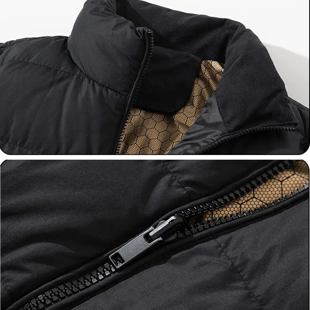 Graphene Self-Heating down Jacket Unisex Solid Windproof Puffer Jacket Stand Collar Classical Warm Jacket Winter Outdoor